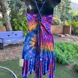 Beautiful purple tie dye gypsy festival dress